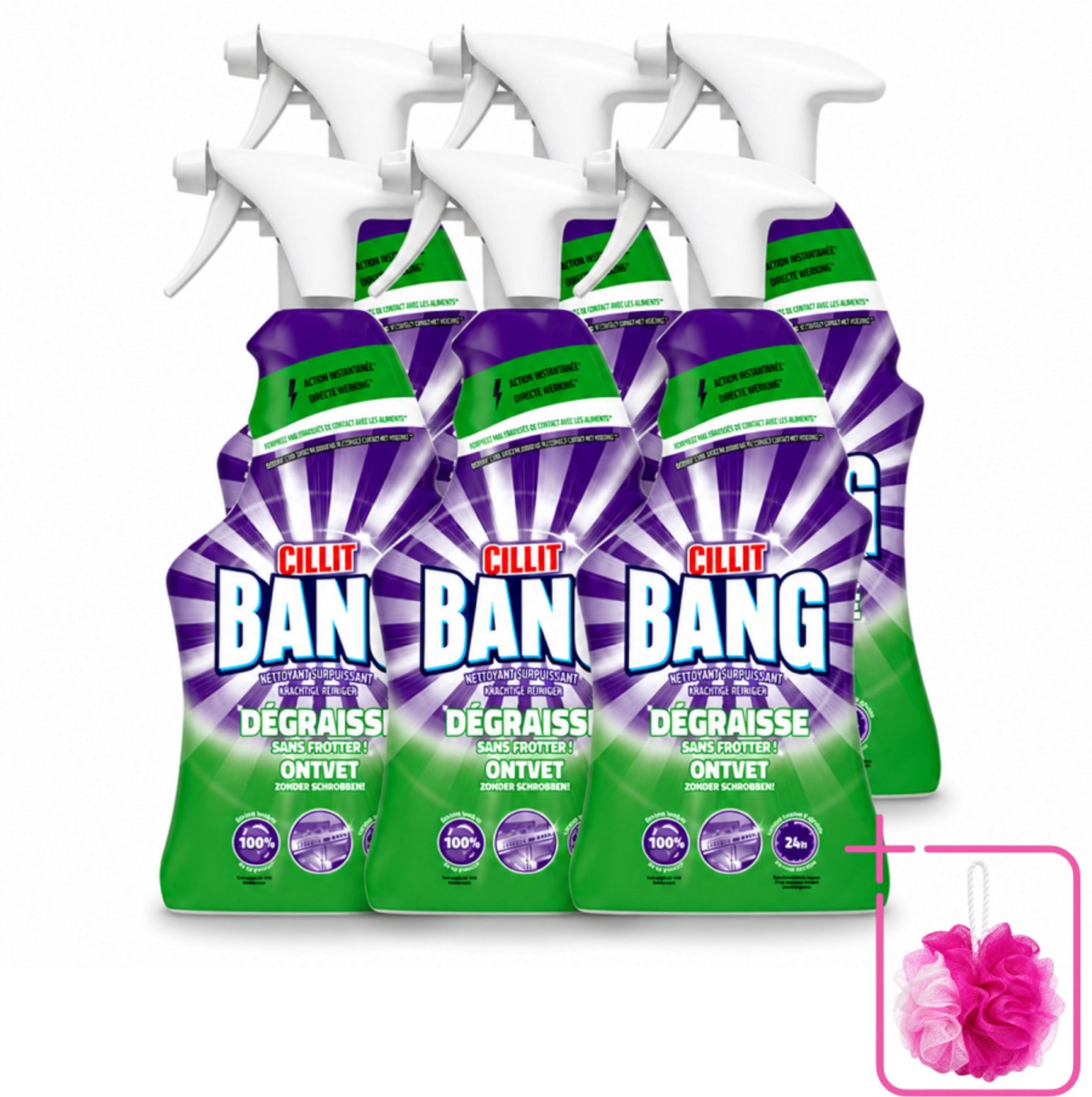 6 x Cillit Bang – Schoonmaakspray – Universal Ontvetter – 750 ml - Bulkverpakking - Schoonmaak spray kalk - Douchemop - Reinigingsspray ontvetter
