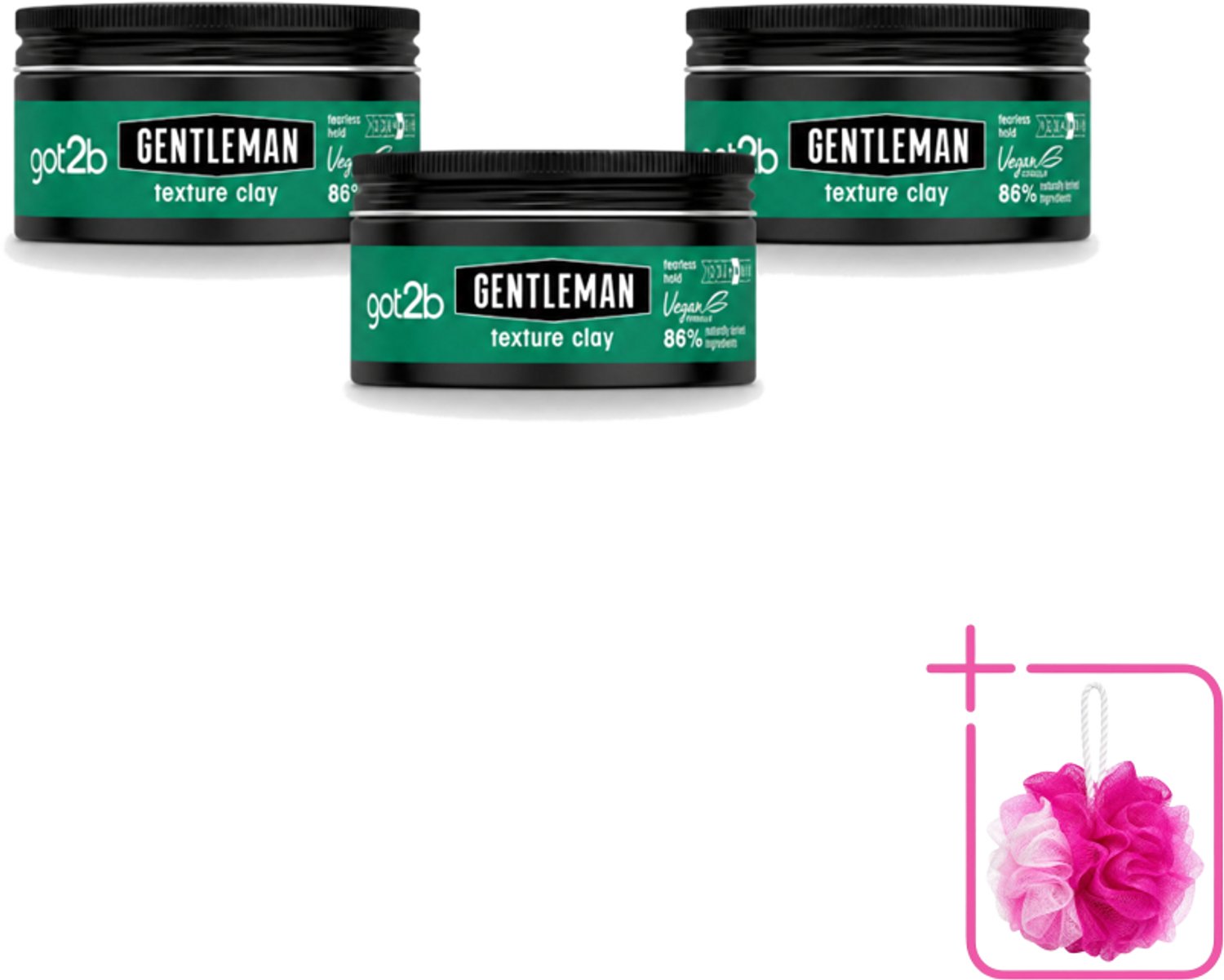 3 x Got2B - Texture Clay - Gentleman - 100 ml - Bulkverpakking - Natuurlijke haarlook - Douchemop - Matte finish