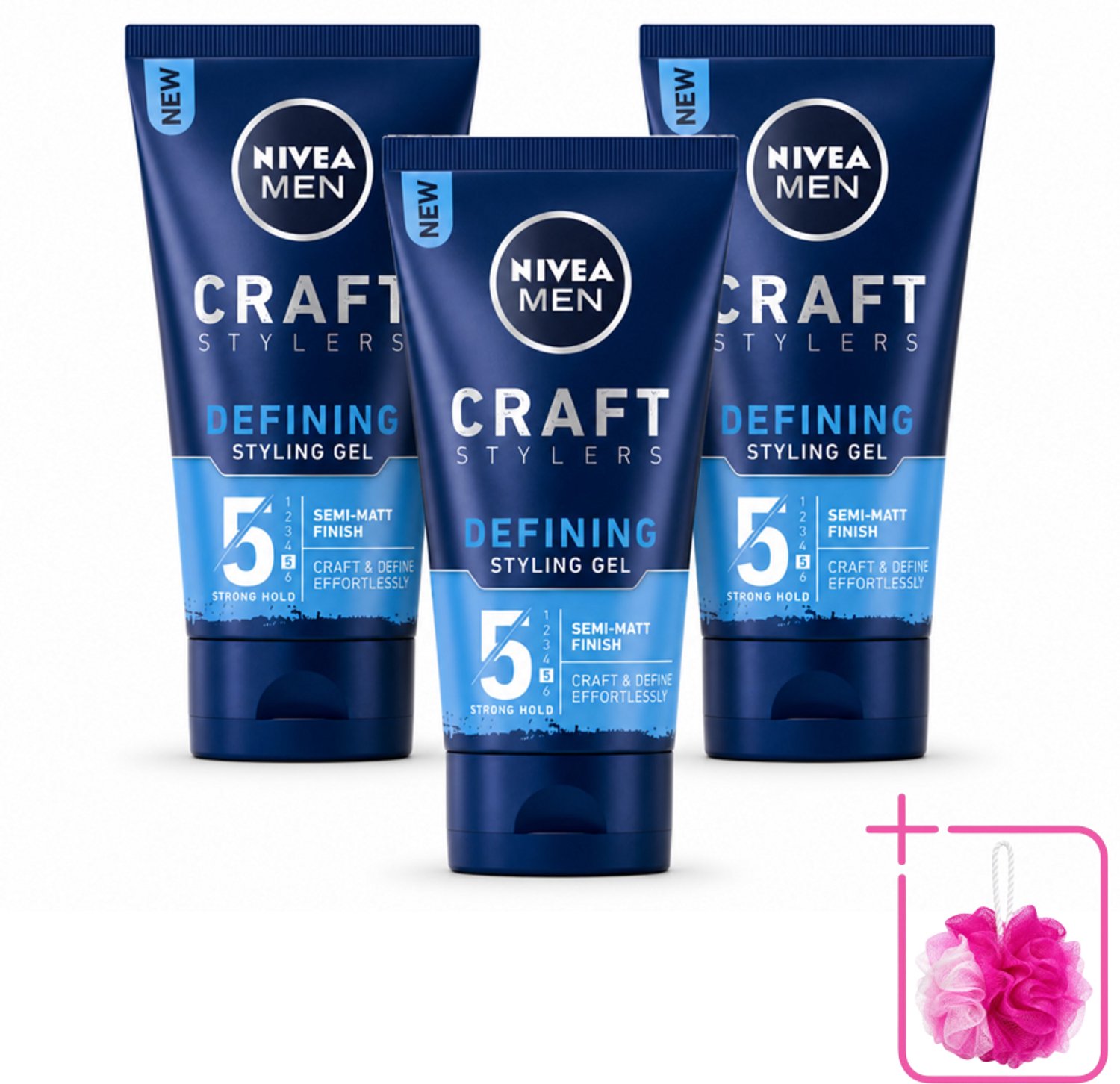 3 x NIVEA MEN - Styling Gel - Matte Finish - 150 ml - Bulkverpakking - Haarkleur - Douchemop - Haartypen