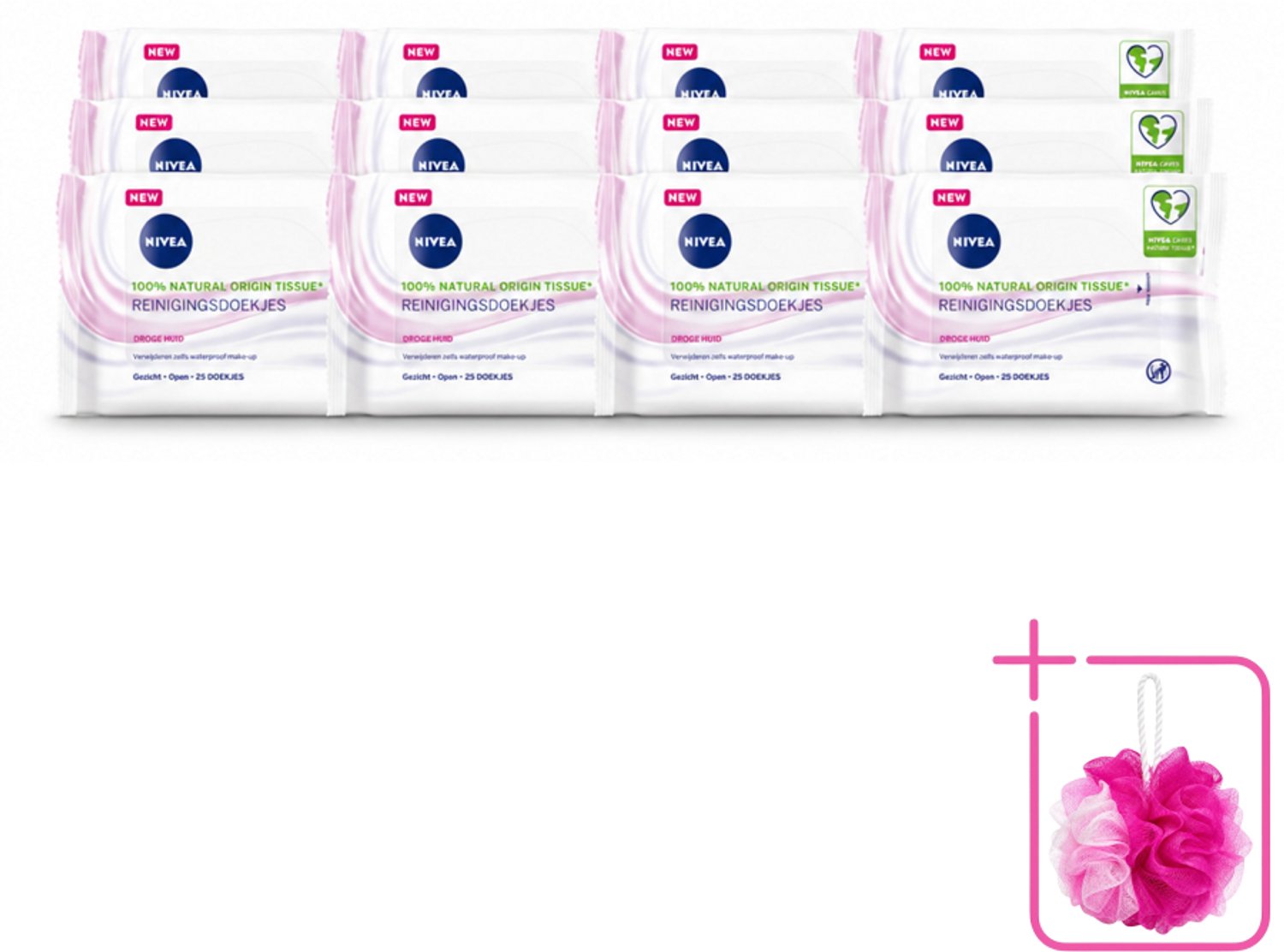 12 x NIVEA - Reinigingsdoekjes - Verzachtend - Droge Huid - Verwijdert Waterbestendige Make-up - 25 Doekjes - Bulkverpakking - Reinigingsdoekjes - Douchemop - Gezicht reinigen