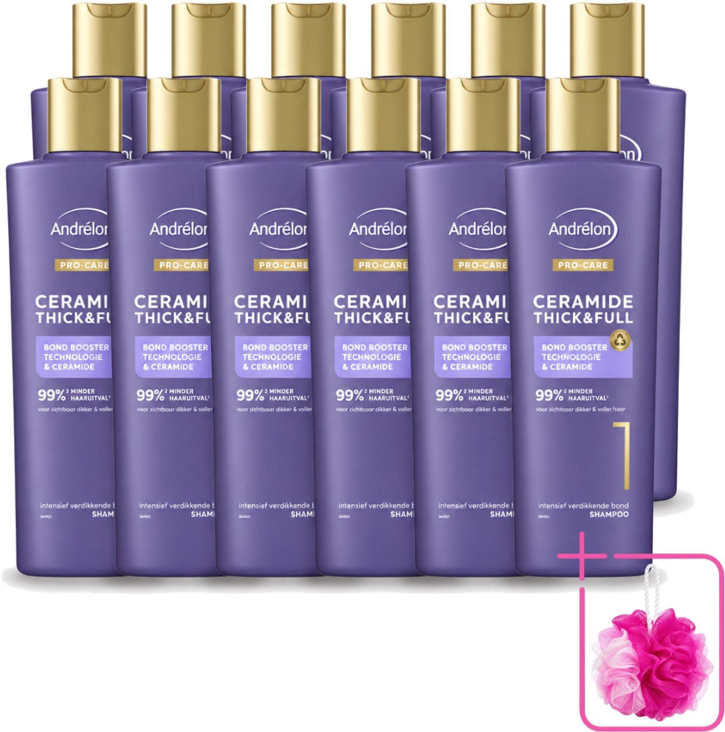 12 x Andrélon – Shampoo – Pro Care – 250 ml - Bulkverpakking - Dikker haar - Versterkt haar