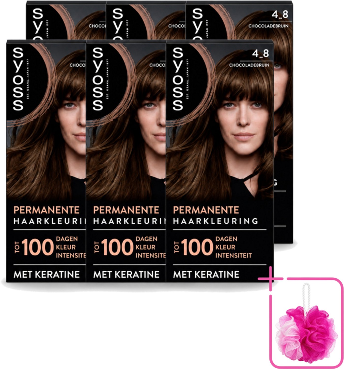 6 x SYOSS Permanent Coloration 4-8 - Haarverf - Chocolade Bruin - Bulkverpakking - Haarkleur - Douchemop - Chocoladebruin