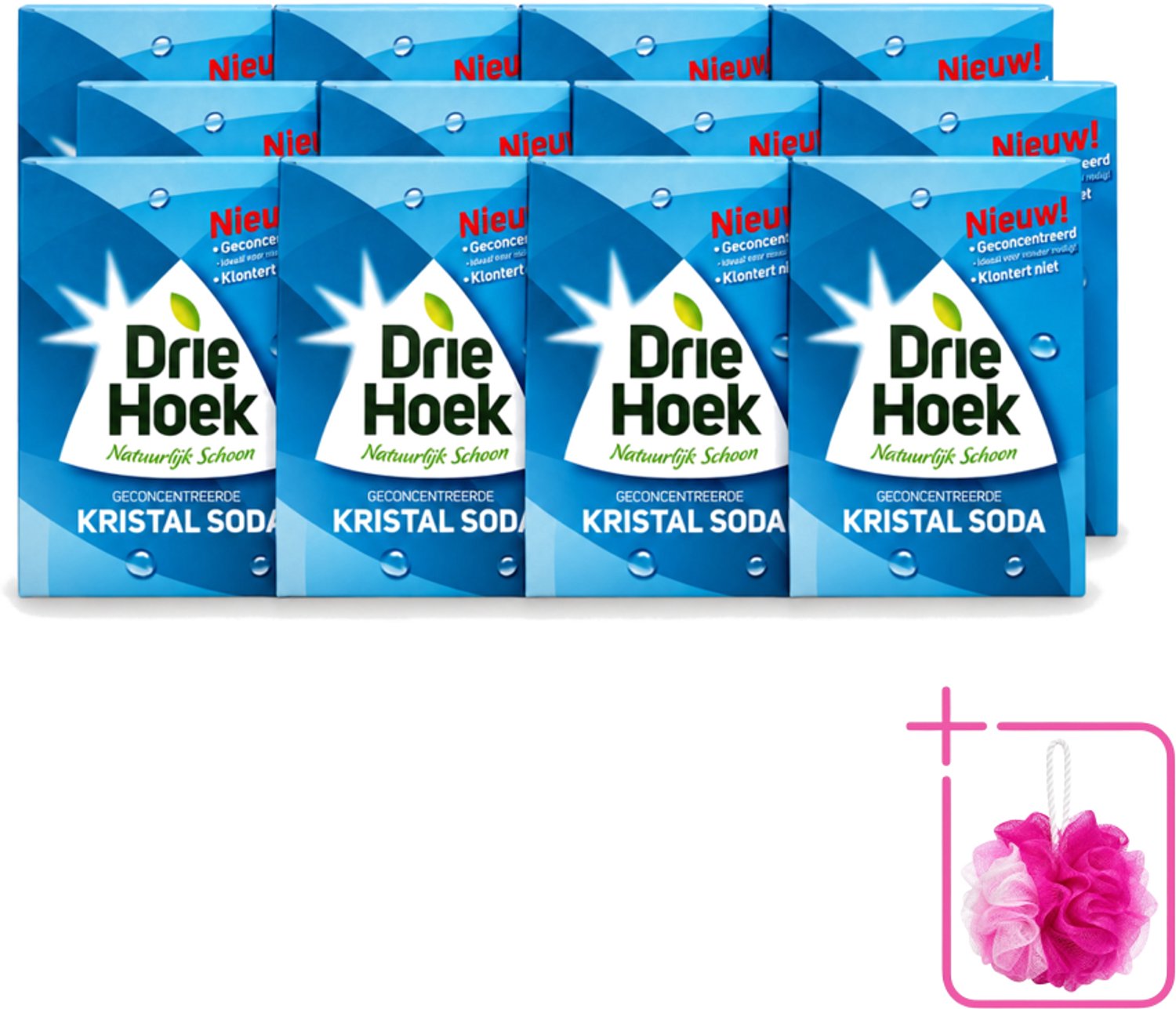 12 x Driehoek – Kristal Soda – 600 gr - Bulkverpakking - Schoonmaakmiddel - Douchemop - Kristal soda