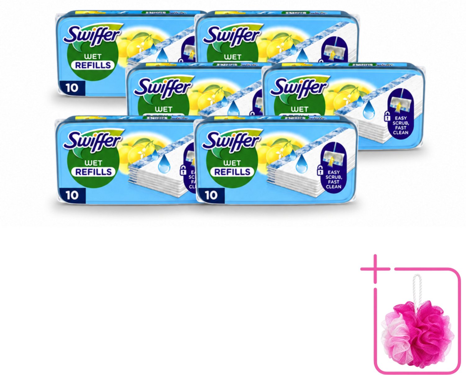 6 x Swiffer - Vloerdoekjes – Citrus Fresh – 10 doekjes - Bulkverpakking - Vloerdoekjes navullingen - Douchemop - Schoonmaak doekjes