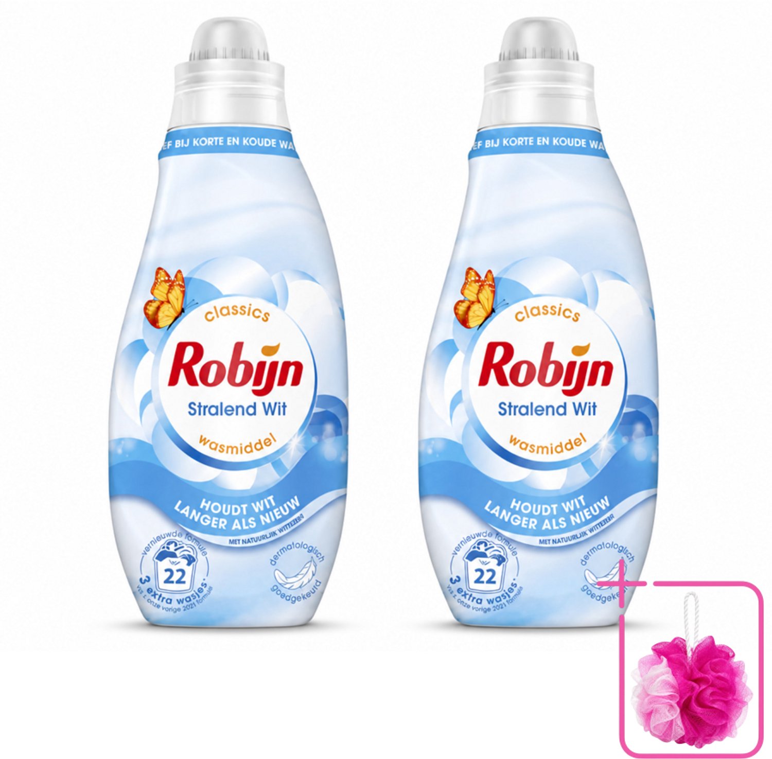 2 x Robijn – Vloeibaar Wasmiddel – Klein & Krachtig Classics Stralend Wit - 665 ml - Bulkverpakking - Wit wasmiddel - Douchemop - Wit en licht was