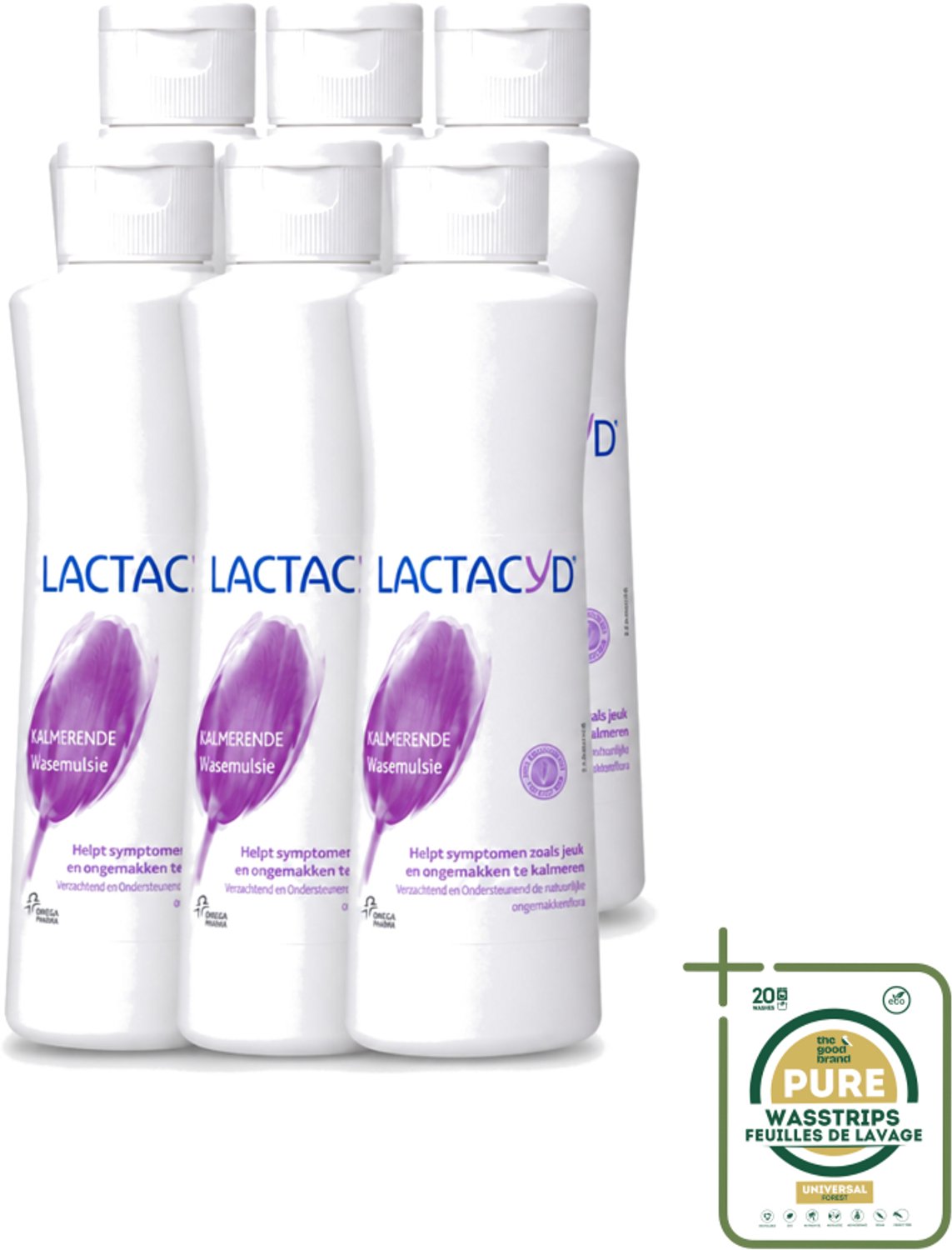 6 x Lactacyd – Kalmerend – Verzachtend – 250 ml - Intieme Wasemulsie - Kalmerende Wasemulsie - Jeuk Verlicht - Roodheid Verlicht - Intieme Verzorging