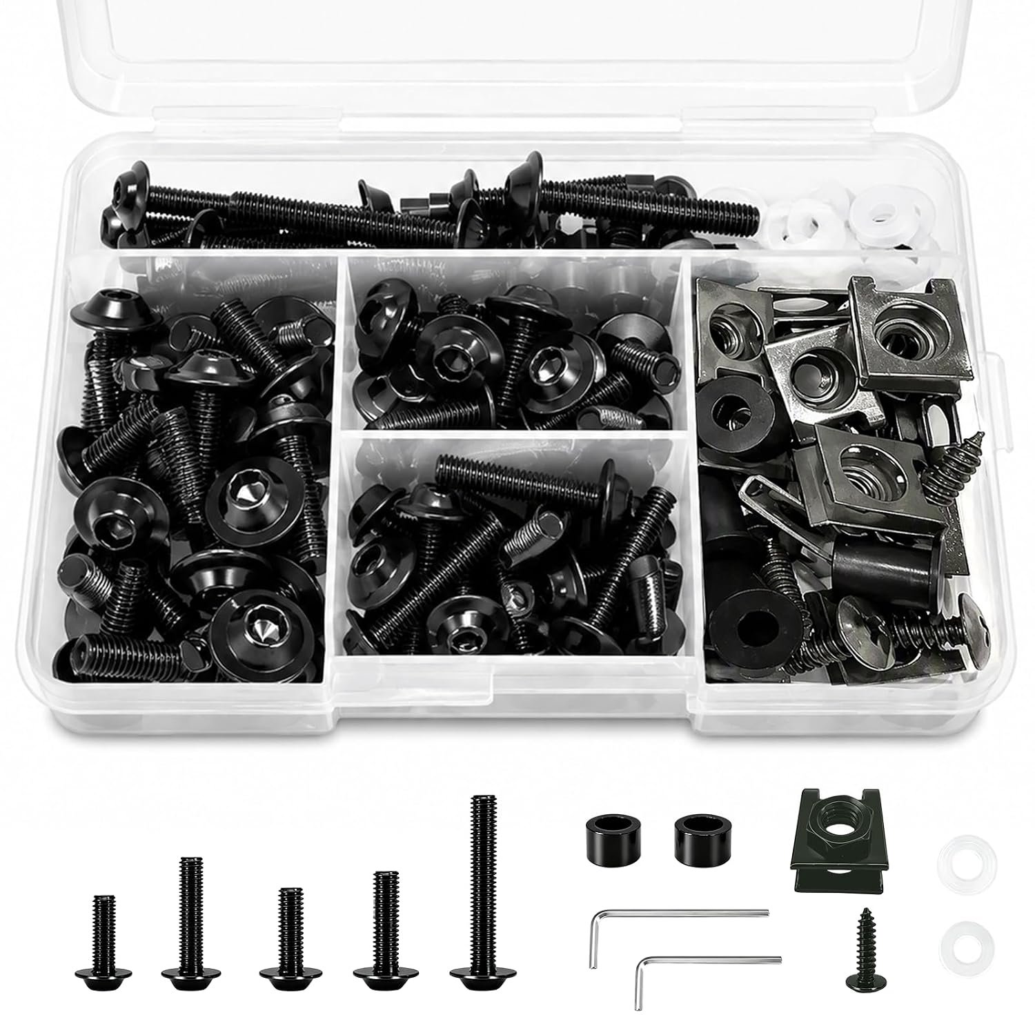 Motorfiets bekledingsschroeven set, 177 stuks M5 en M6 schroeven