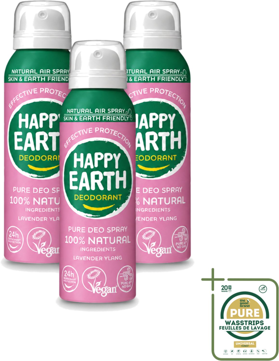3 x Happy Earth – Deodorant Spray – 100% Natuurlijk Lavender Ylang – 100 ml - 100% Natuurlijke Deodorant - Natuurlijke Deodorant Spray - Deodorant Zonder Aluminium - Deodorant Voor Huid - Deodorant Voor Kinderen