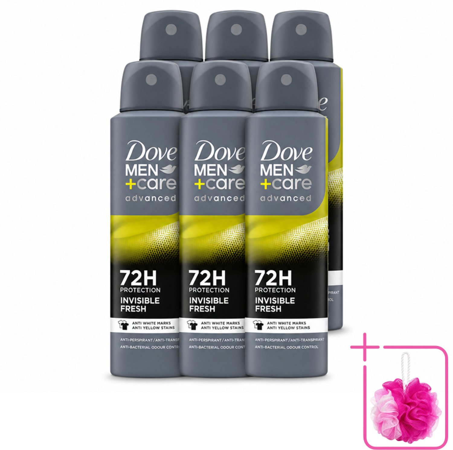 6 x Dove Men+Care Deodorant Spray - Invisible Fresh - 150 ml - Bulkverpakking - Deodorant spray - Zweetbestendig