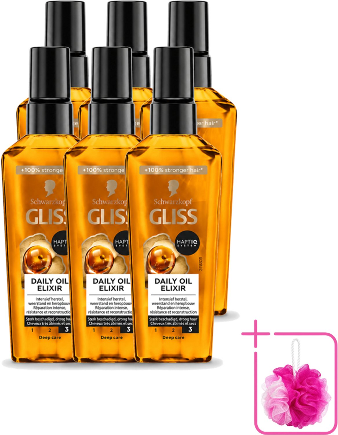 6 x Gliss - Hair Repair - Oil Elixer - Ultiem Haarherstel en Glans - Bulkverpakking - Haarherstel - Douchemop - Haarbescherming