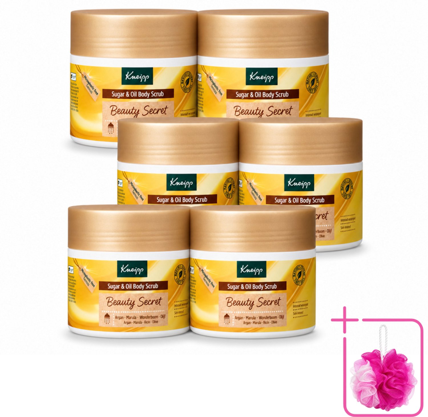 6 x Kneipp - Body scrub - Sugar & Oil - Beauty Secret - 200 ml - Bulkverpakking - Body scrub - Douchemop - Huid verzorging