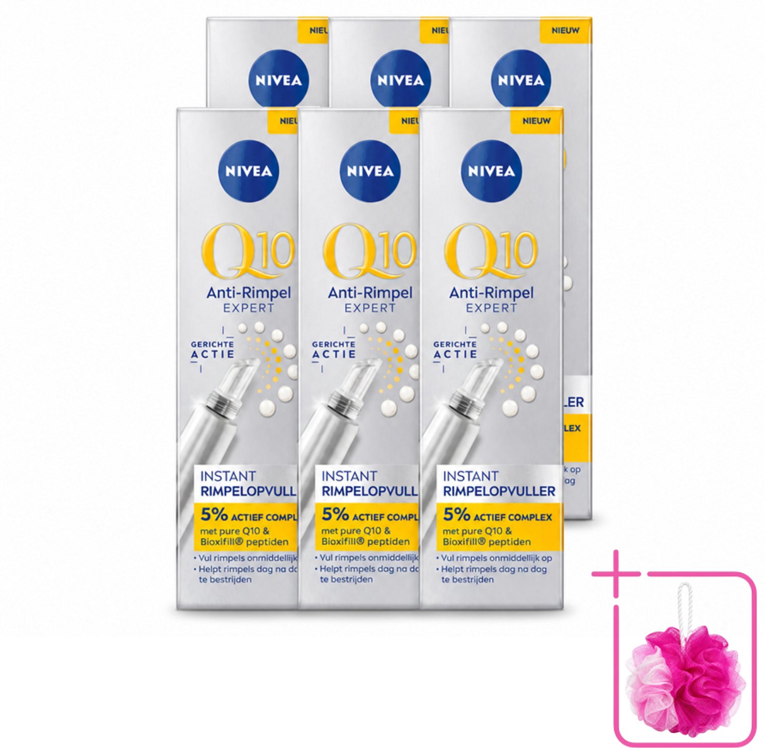 6 x NIVEA - Oogserum - Q10 Anti-Rimpel Expert - Rimpelopvuller - Voor rijpe huid - Met Q10 - 15 ml - Bulkverpakking - Anti-rijp serum - Douchemop - Oogrimpels