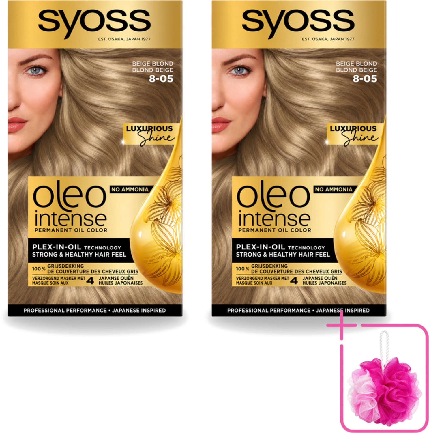 2 x SYOSS - Oleo Intense 8-05 Beige Blond - Haarverf - Zonder Ammoniak - Grijsdekking - Langdurige Kleur - Bulkverpakking - Haarkleuring - Douchemop - Haarkleur