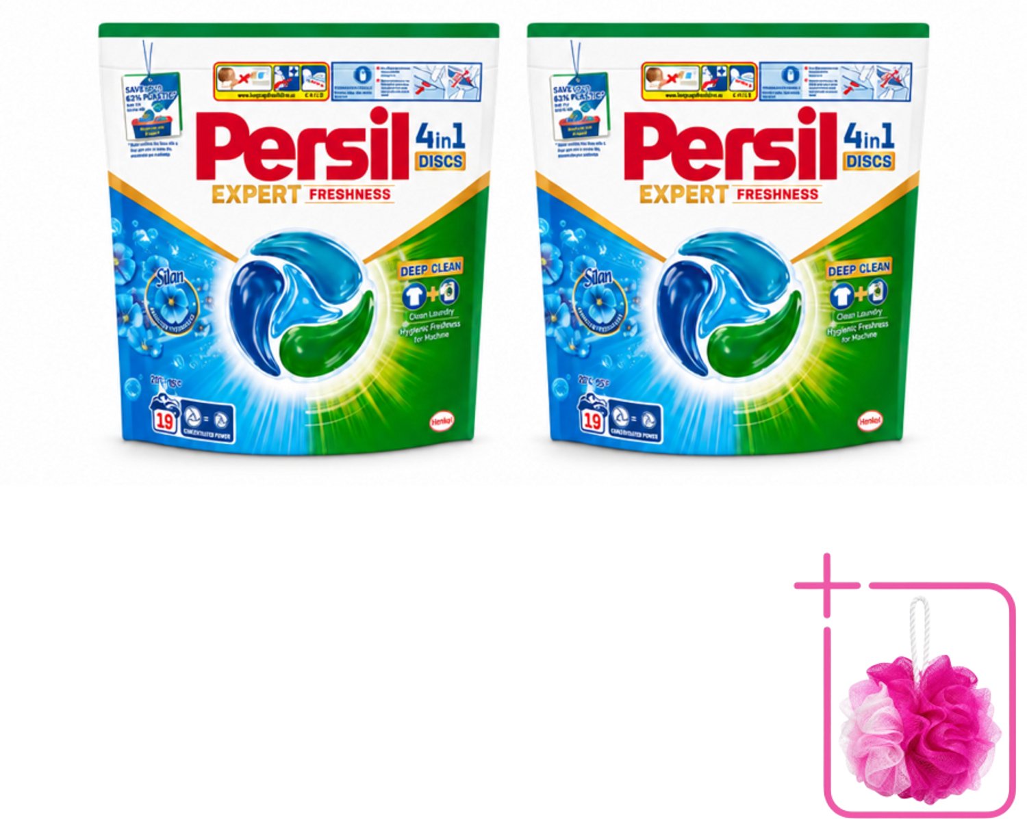 2 x Persil - Wasmiddel - Wasmiddelcapsules Freshness by Silan - Langdurige Frisheid - 19 wasbeurten - Bulkverpakking - Wasmiddelcapsules - Douchemop - Frisheid