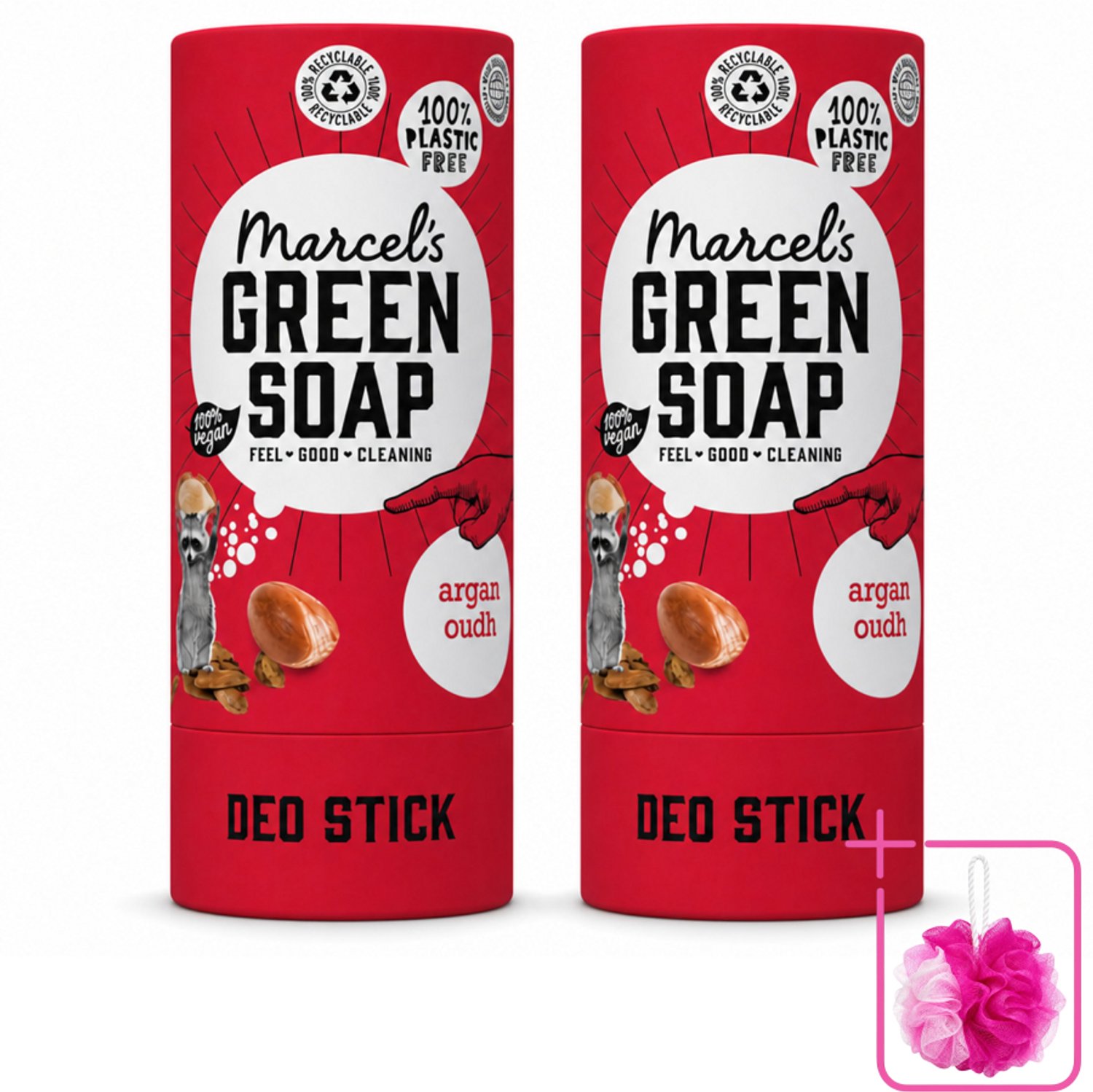 2 x Marcel's Green Soap - Deodorant Stick - Argan & Oudh - Langdurige frisheid - 40 gr - Bulkverpakking - Deodorant - Douchemop - Argan