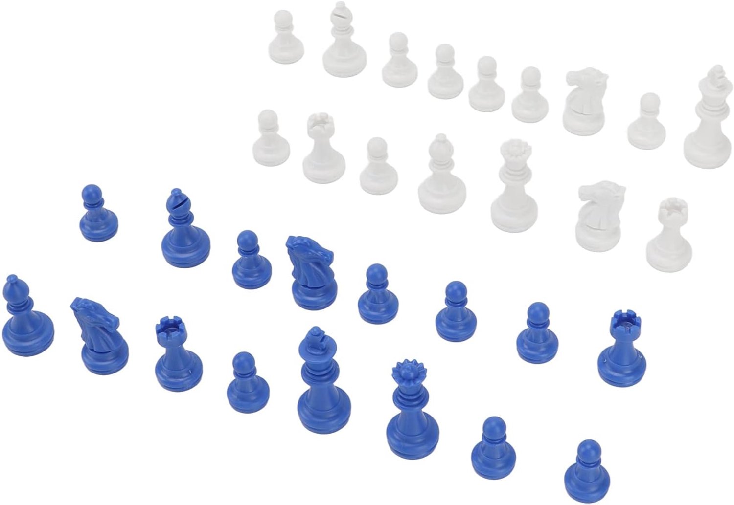 Chrees Schaakstukken Schaakstukken Beeldjes Vervangende 32-delige Set PS Plastic Duurzaam Draagbaar met Handtas voor Feest Camping Ontspannen (Blauw)