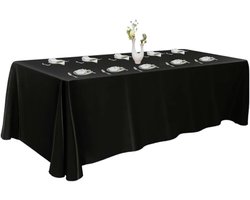 Urby Zwarte extra grote tafelkleden. 8+ft rechthoekige tafels voor 8-10 personen, ideaal voor evenementen zoals banket, bruiloften en restaurants, machinewasbaar herbruikbaar, 228 x 306 cm.