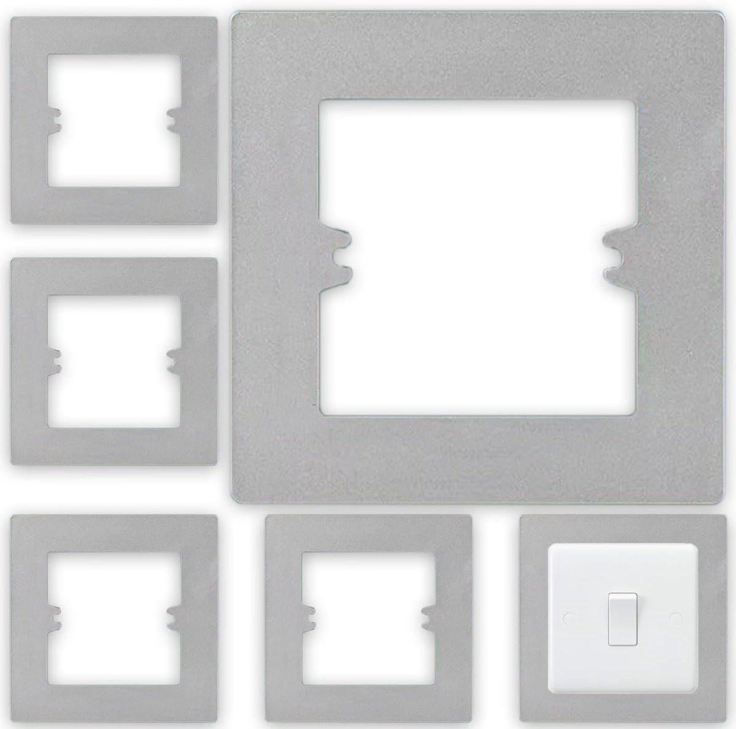Enkele Lichtschakelaar Vingerplaat Vinger Plaat Surround voor Lichtschakelaar Voorplaat & Elektrische Plug Socket Grijs 6-Pack Vingerplaat Panel Wandbeschermer Elektrische Plug Socket