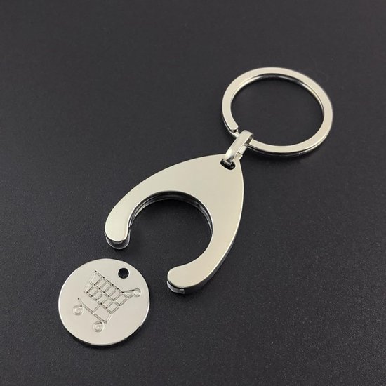Trolley Token Sleutelhanger – Supermarkt Winkelwagen Metalen Sleutelhanger, Trolley Token Munt Sleutelhanger Hanger Decoraties (2 Stuks) — afbeelding 2