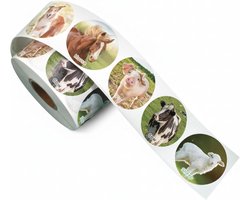 Zonon 600 stuks boerderijdier stickers Realistische dierenrol stickers boerderijvrienden thema labels plakband voor onderwijsbenodigdheden voor kinderen klas thuis beloningen feestgunst, 3,8 cm