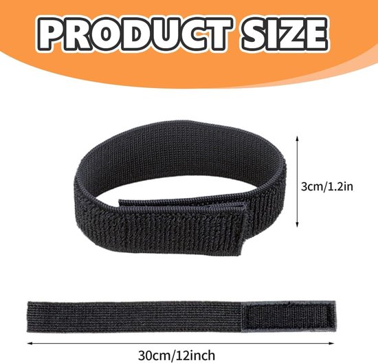 4 stuks elastische broekklemmen met klittenbandsluiting voor fietsen, wandelen, vissen, jagen, tuinieren en militaire uniformen (zwart) — afbeelding 5