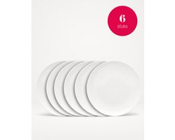 vtwonen - Borden - Dinerborden - Porselein - Wit - 25,5 cm - Set van 6