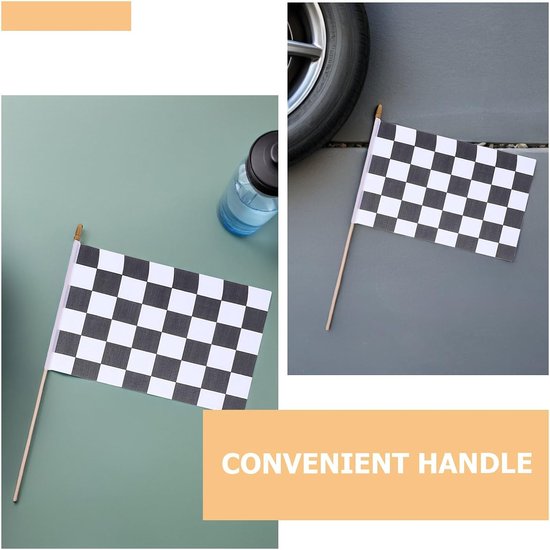 16 Stuks Kleine Geblokte Vlaggetjes: Racevlaggen Met Stokje - 21 X 14 Cm - Mini-racebaan Decoratie - Raceauto Feestartikelen Voor Verjaardagsfeestdecoraties — afbeelding 2