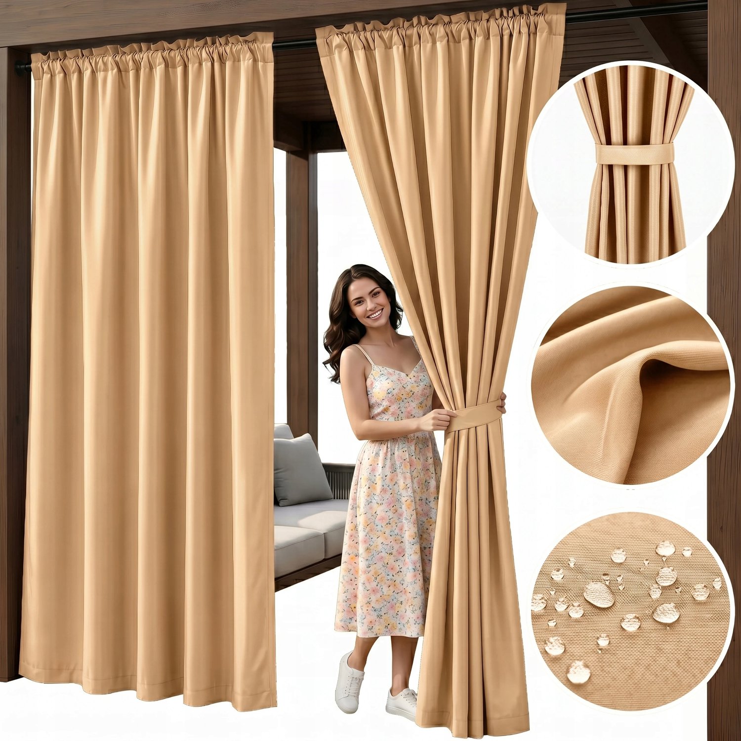 Waterdicht Tuindoek 155x260cm Beige - Premium Kwaliteit voor Terras & Tuin