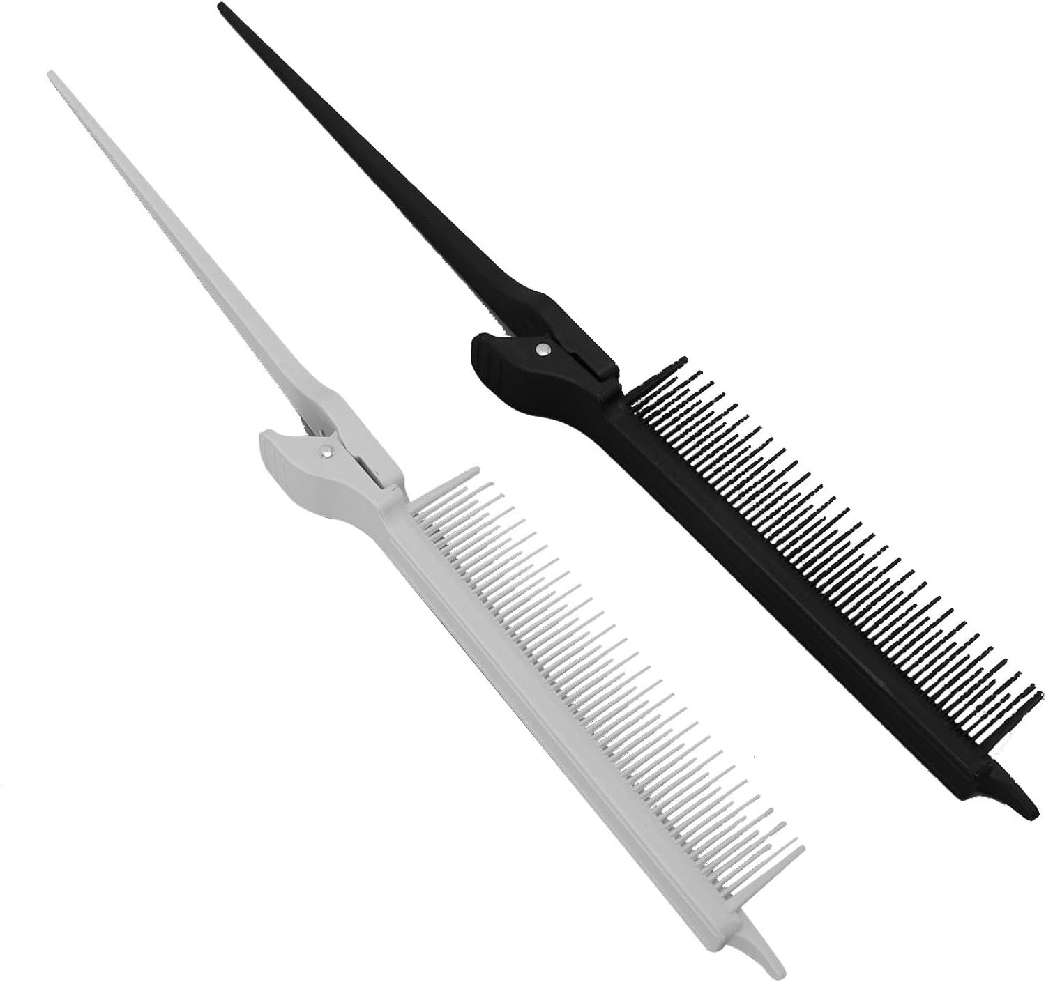 Srliya 2 Stuks Teasing Clamp/Holder Kam Precieze Sectie Rat Staart Kam voor Hoogtepunten Zwart en Wit