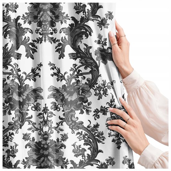 Kantgordijn met bloemenmotief - 140x260 cm - Halfverduisterend