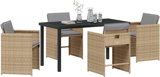 Poly rotan moderne elegantie eetset 5 delig beige — afbeelding 5