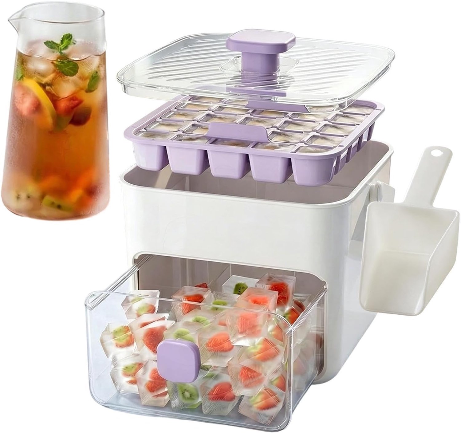 IJsmachine voor vriezer, draagbare container van 500 g, , organizer met handvat, opslag van koffiedranken, kubussen, service lay-out A