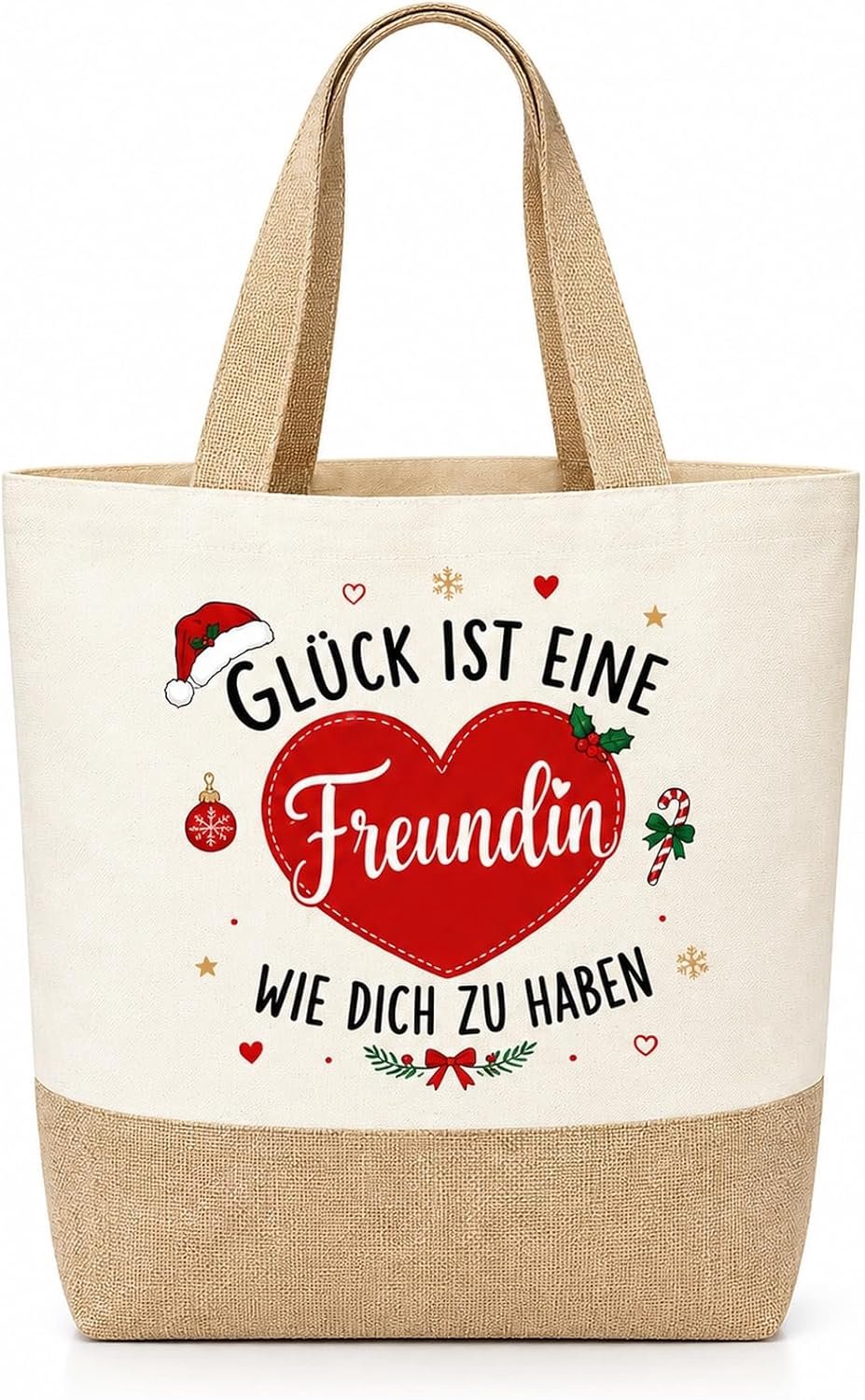 Kerstcadeaus vriendin, canvas & jute tas, beste vriendin geschenken