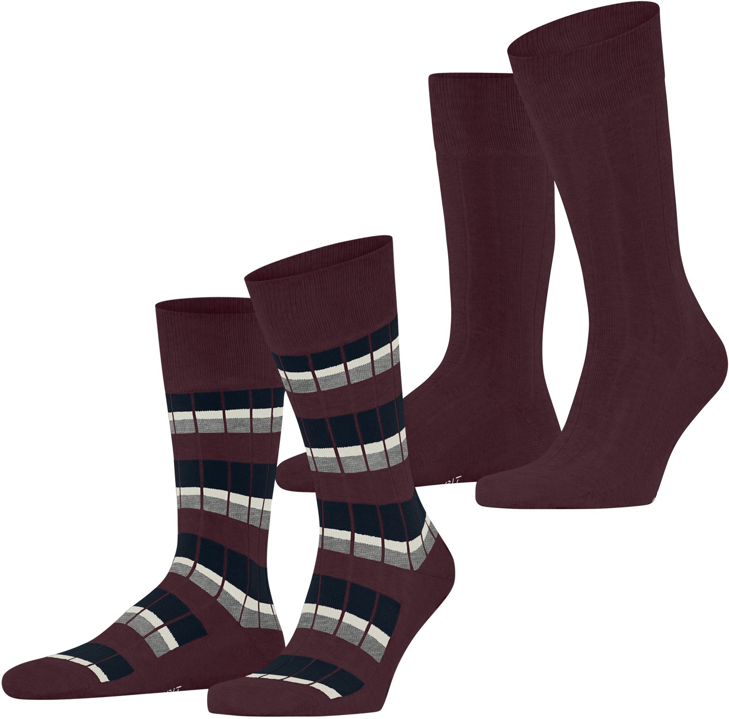 Esprit Urban Rib 2 Pack gedessineerd katoen multipack sokken heren rood - maat 39-42