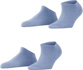 Esprit Uni 2-Pack kort eenkleurig katoen multipack sneakersokken enkelsokken dames blauw - maat 39-42