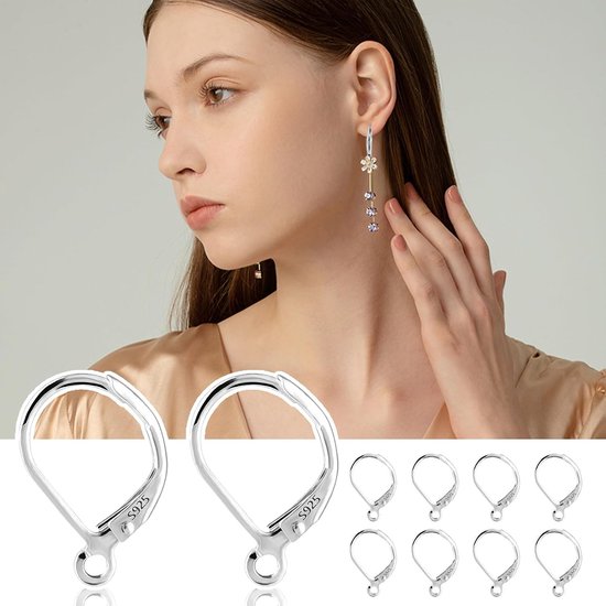 Oorbelhaken,Oorbelhaken Open lus 925 sterling zilveren oorhaakjes Sieraden — afbeelding 4
