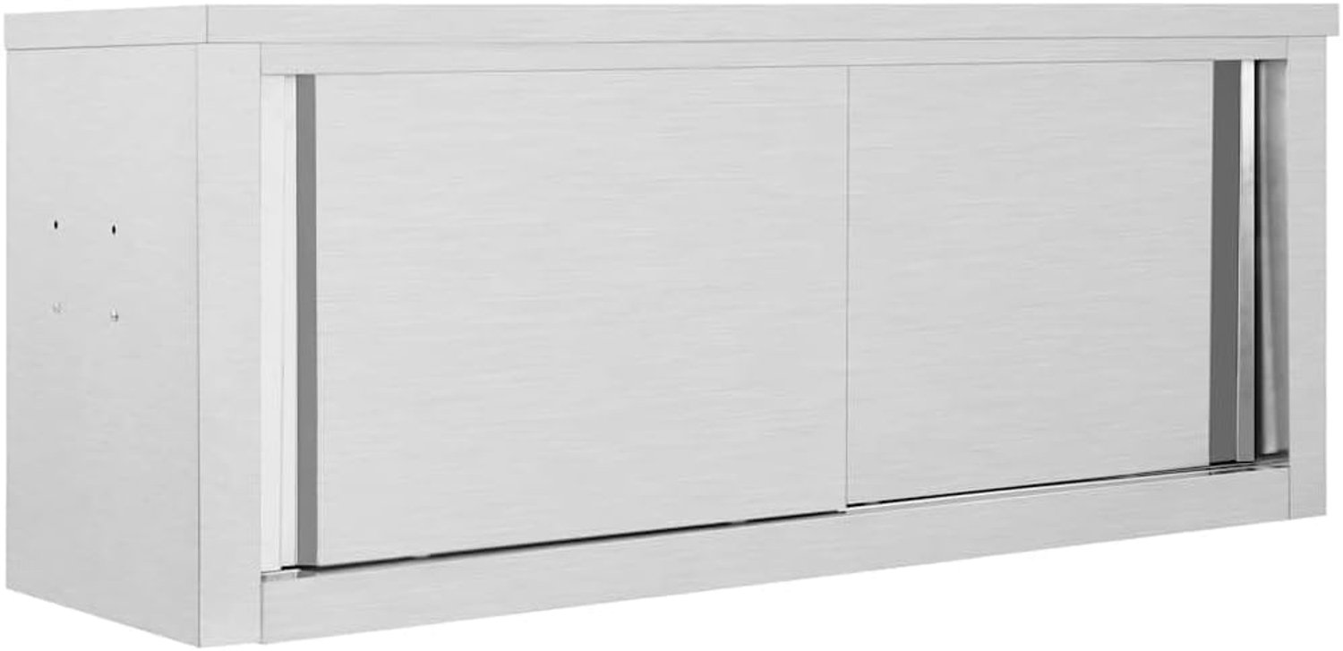 Wandhangkast 120 × 40 × 50 cm roestvrij staal met schuifdeuren gastro-hangkast voor keuken