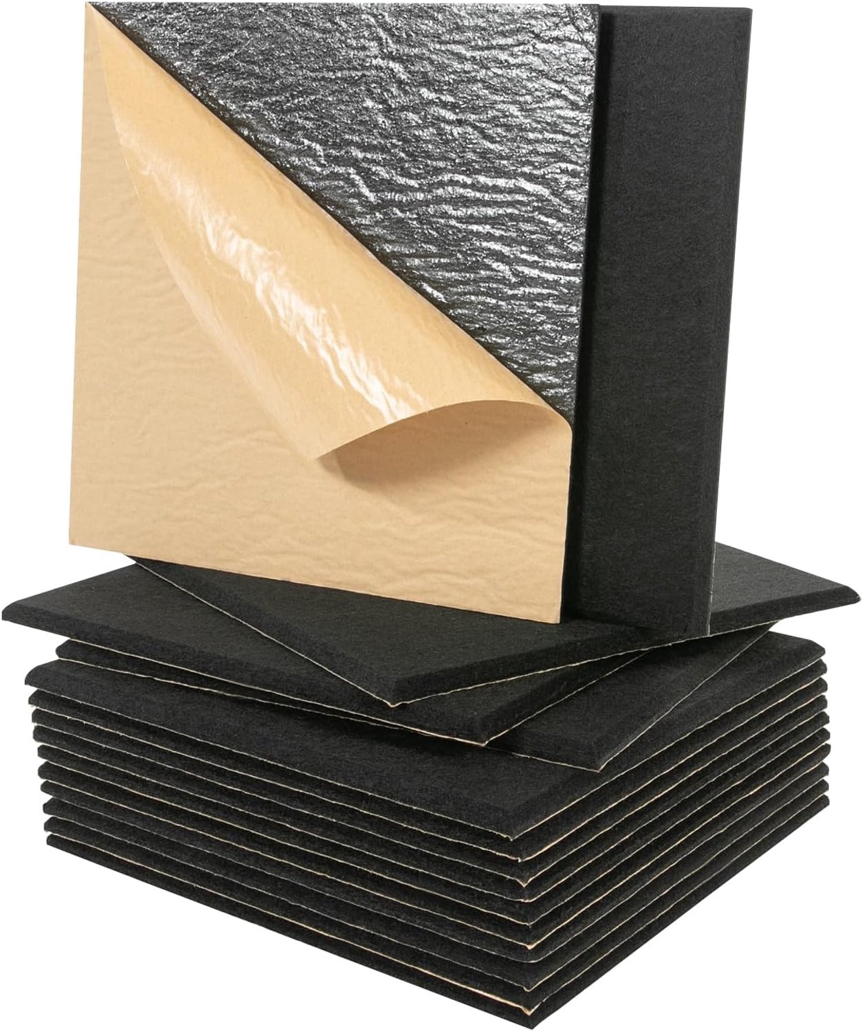 Akoestische platen, zelfklevend, 18 stuks, 30 x 30 cm, vierkante geluidsabsorberende wand, akoestisch paneel, zwart, geluidsisolatieplaten voor speelkamer, KTV, bioscoop en pianokamer