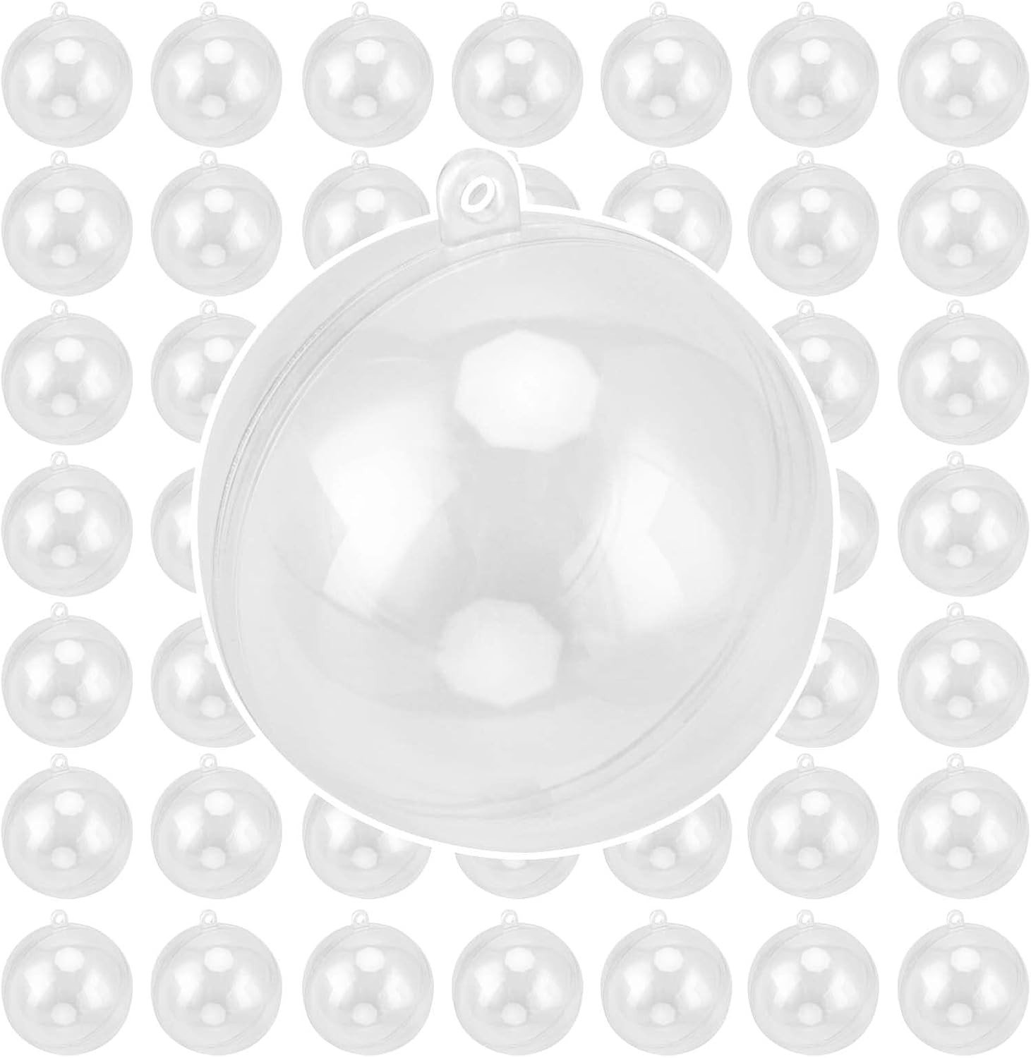 50 Stuks 6cm Heldere Plastic Kerstballen voor Vullen, Transparante Decoratieve Ornamenten voor Feestdagen en DIY Projecten