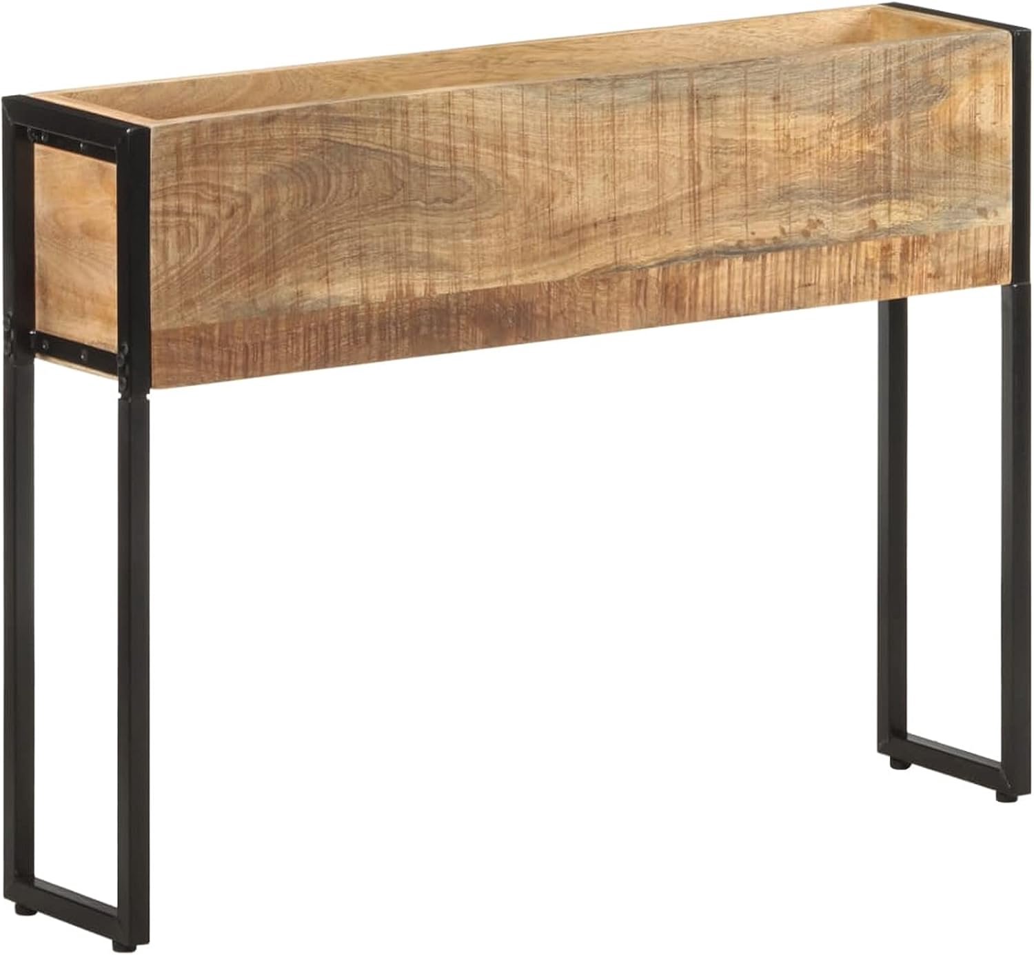 Bloembak 90 x 20 x 68 cm van onbehandeld mangohout, bloembak voor de tuin, bloembak voor buiten, balkon-321938