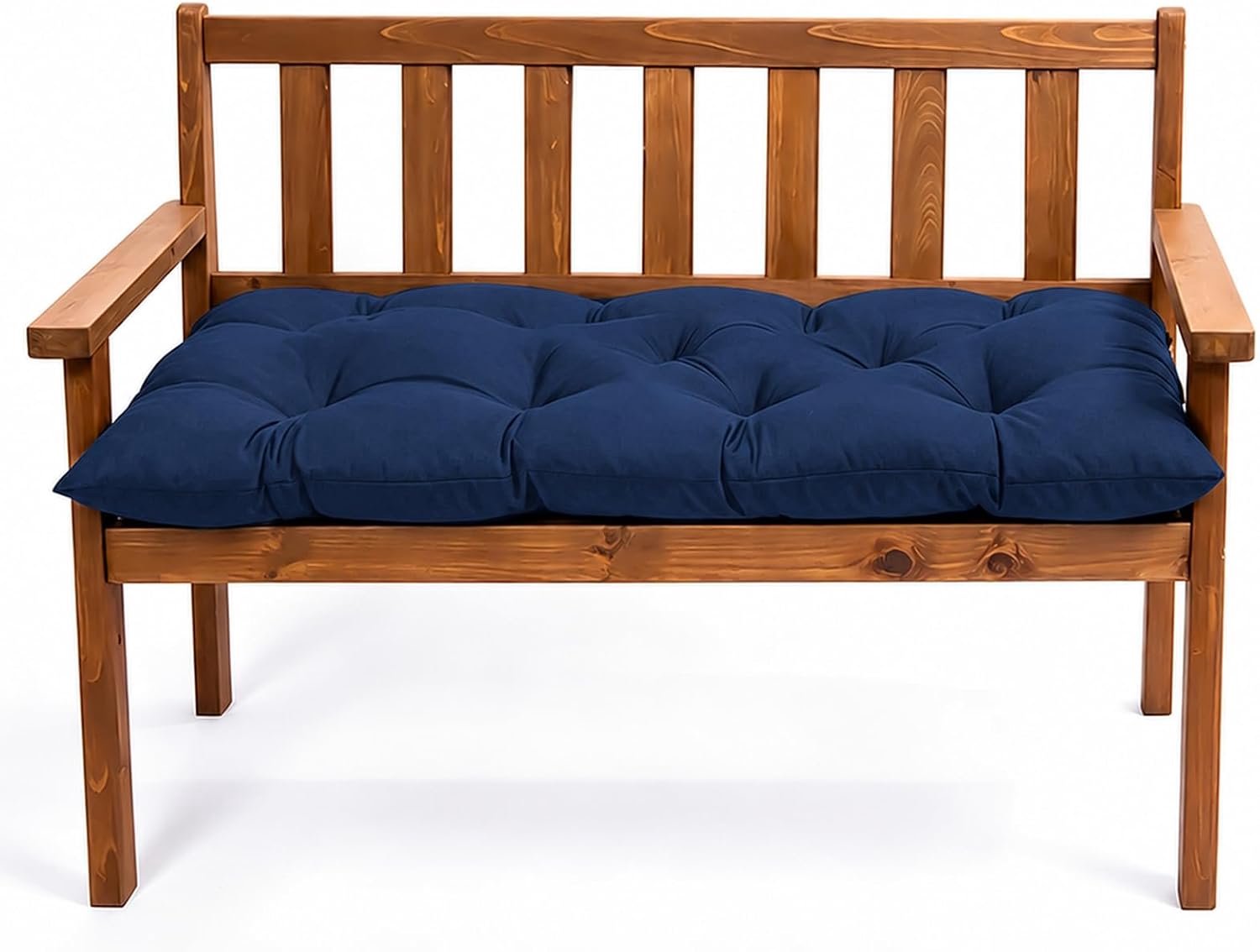 Bankkussen 120 x 50 x 10 cm, voor buiten, zacht en dik gewatteerd, tuinbankkussen, waterafstotend met banden, zitkussen voor tuin, balkon en terras, marineblauw, 120 x 50 x 10 cm