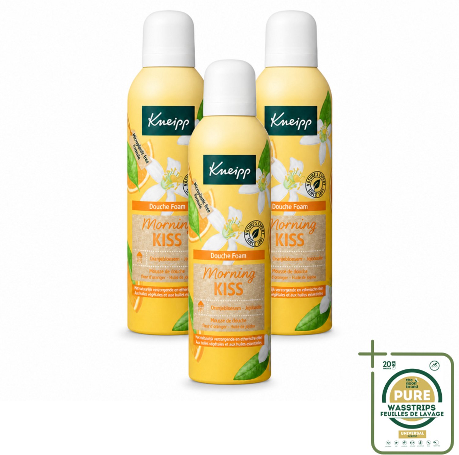 3 x Kneipp - Douche schuim - Morning Kiss - Oranjebloesem - 200 ml - Wasstrips - Douche Schuim - Ochtend Verzorging - Natuurlijke Douche - Oranje Bloesem - Huid Verzorging