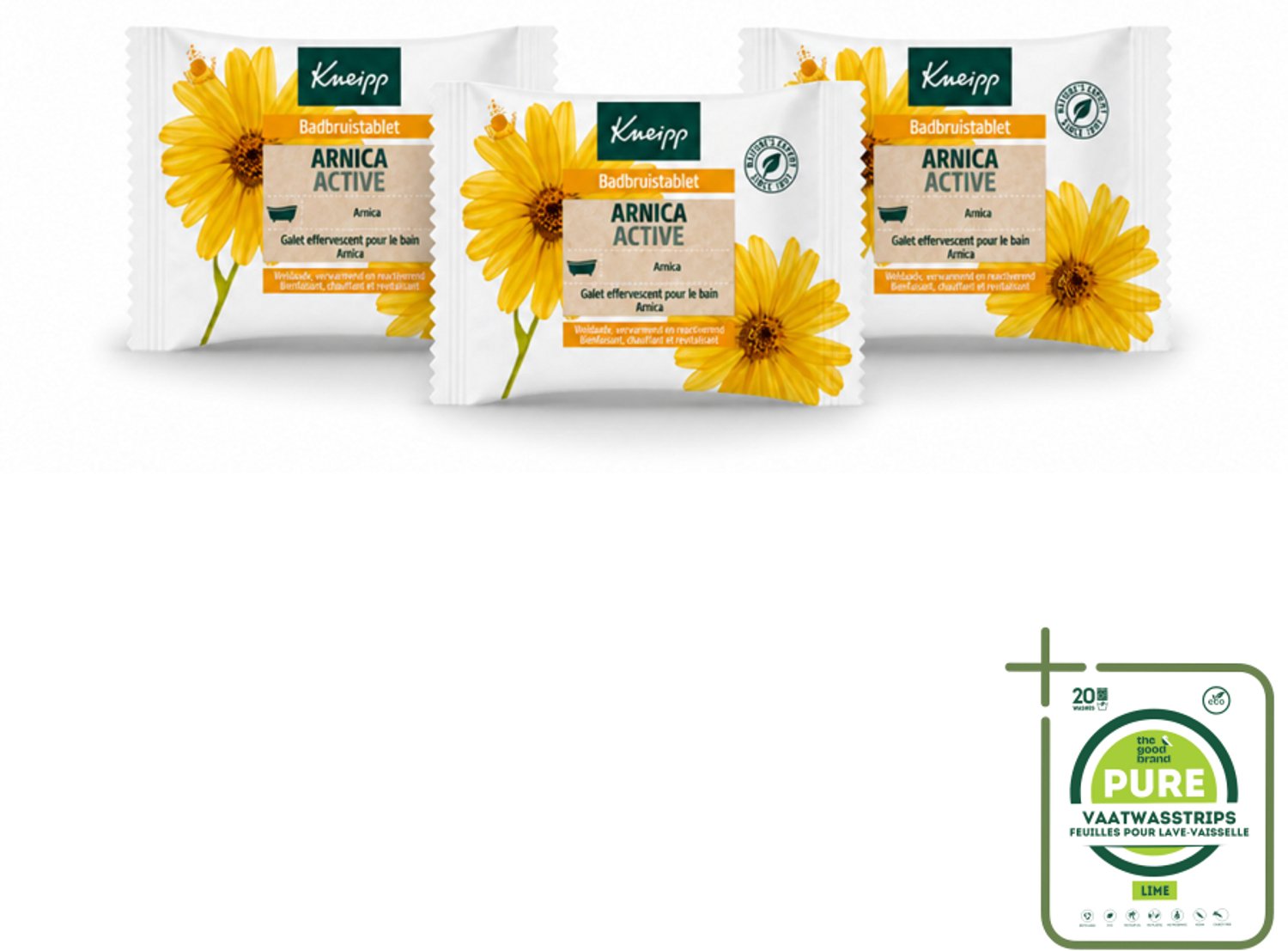 3 x Kneipp - Badbruistablet - Arnica - Grootverpakking - Vaatwasstrips - Badtablet - Arnica - Spierherstel - Verwarmend Bad - Ontspanning