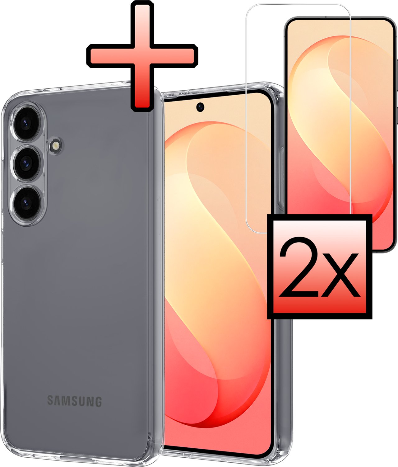 Hoesje - Met 2x Screenprotector - Geschikt voor Samsung Galaxy S26 FE - Sterk & Shockproof - Back Cover - Siliconen Case - Telefoon Hoes - Transparant