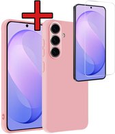 Coque - Avec protection d'écran - Adaptée au Samsung Galaxy S26 FE - Solide et antichoque - Coque de téléphone - Coque arrière - Étui en silicone - Coque de téléphone - Rose clair