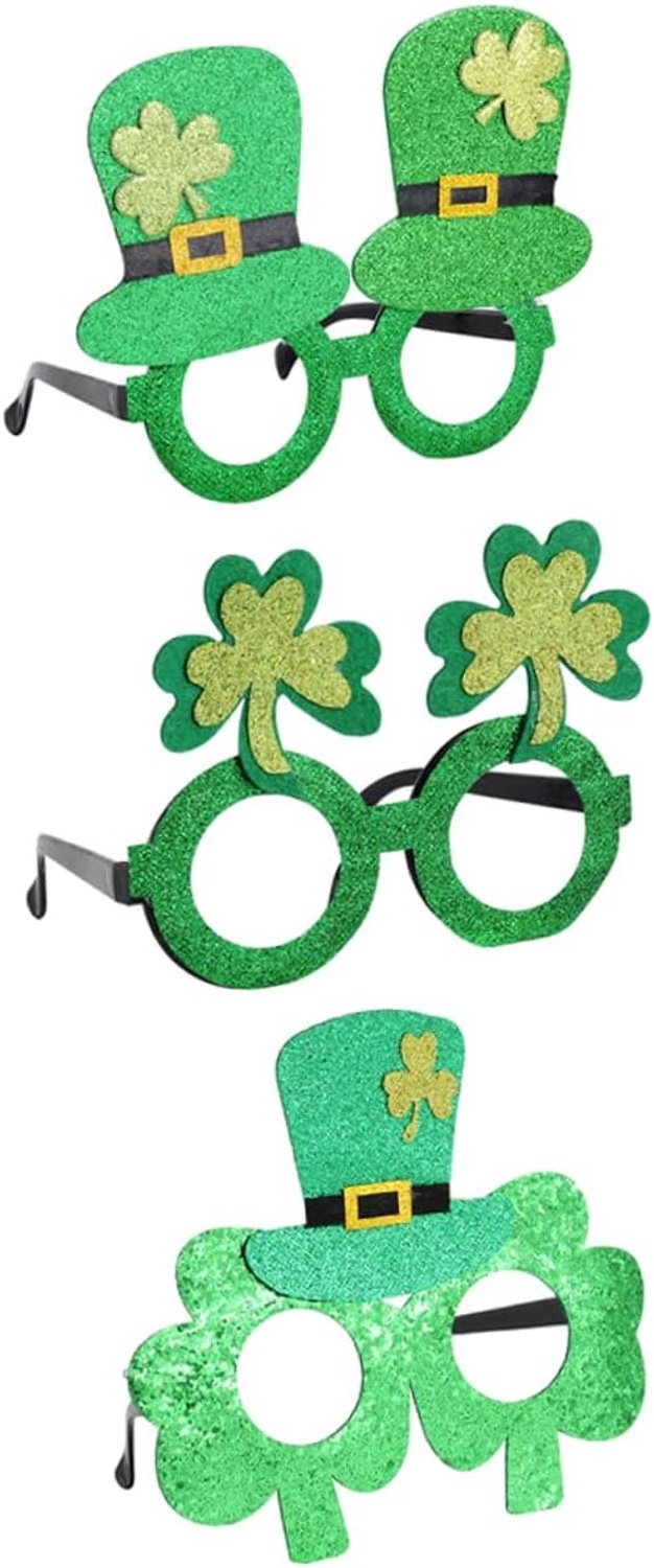 3paar Groene Klaverglazen Voor St Patrick's Day Chic Feestdecoraties Voor Kostuum Verkleedfeestjes Perfecte Accessoires Feestelijke Sfeer