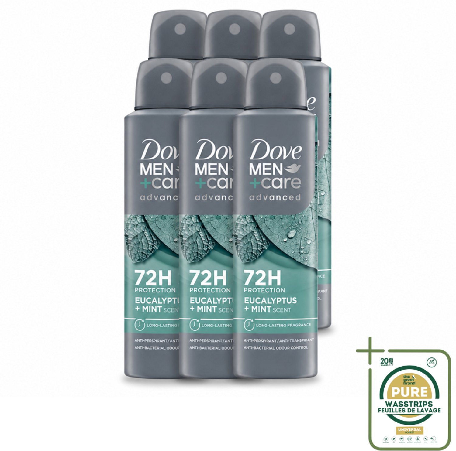 6 x Dove Men+Care Deodorant Spray - Eucalyptus & Mint - 150 ml - Deodorant Spray - Zweetbestrijding - Eucalyptus En Munt - 72 Uur Bescherming - Huidverzorging