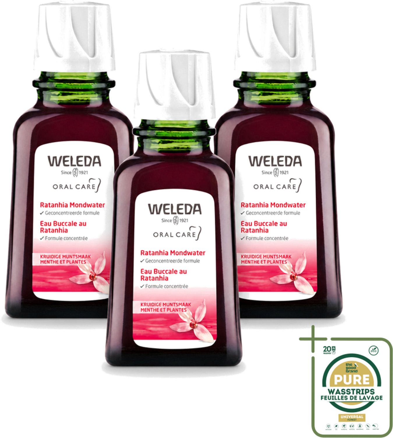 3 x WELEDA - Mondwater geconcentreerd - Ratanhia - 50 ml - Wasstrips - Mondwater - Tandvlees Verzorging - Natuurlijk Mondwater - Mondverzorging - Mondverzorging Voor Gezond Tandvlees