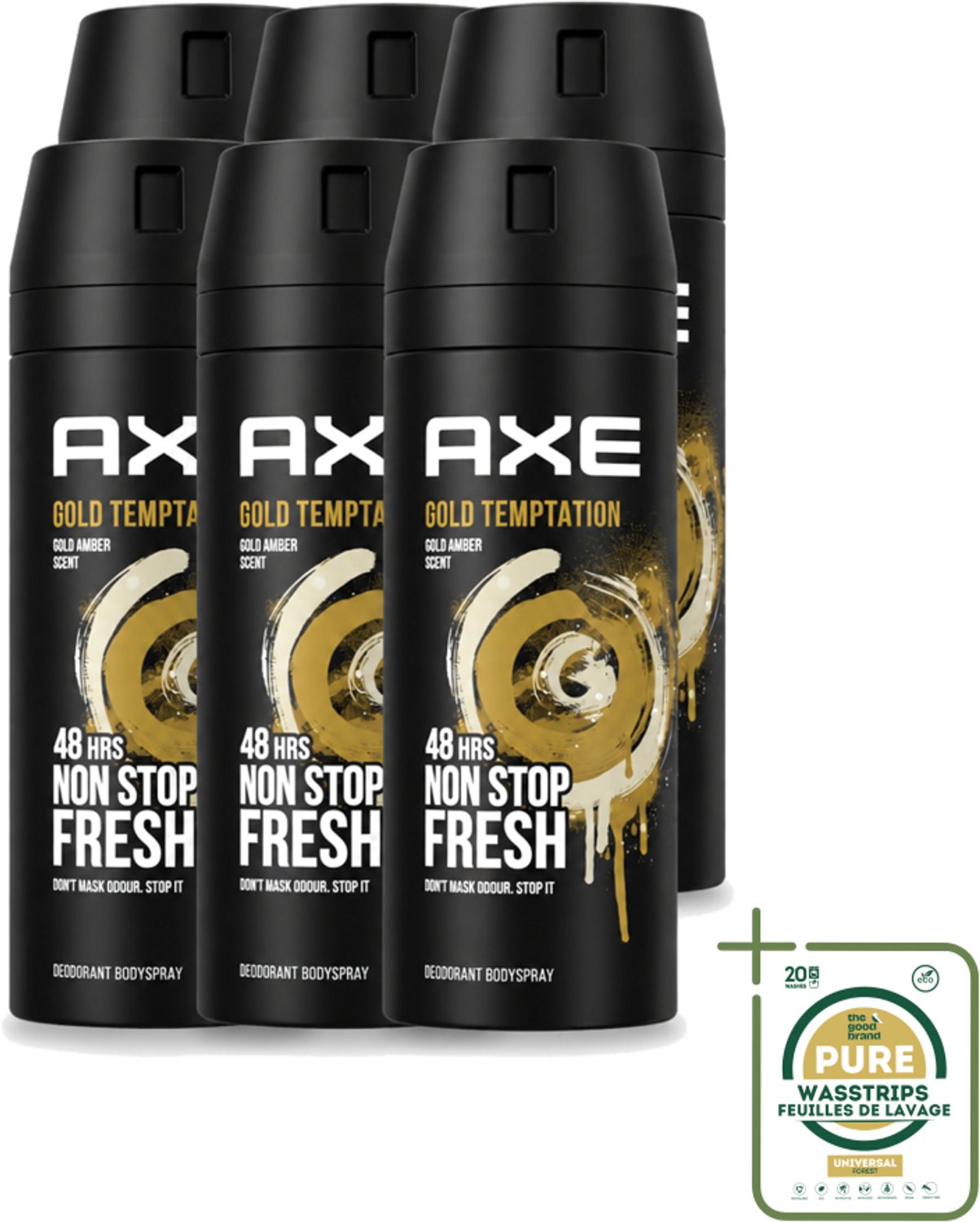 6 x AXE - Deodorant Spray - Gold Temptation - Luxe Geur - Oriëntaals & Fris - 150 ml - Deodorant Spray - Geur - Zweetbestendig - Anti-Geur - Zinktechnologie