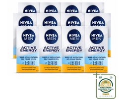 12 x NIVEA MEN - Active Energy - Wake-up Gezichtsgel met Cafeïne - 50 ml - Wasstrips - Nivea Mannen Gezichtsgel - Cafeïne Gezichtsgel - Energie Voor Huid - Wakker Worden Huid - Droge Huid Verzorging